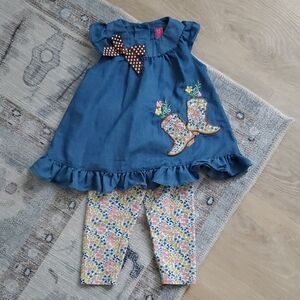 Good Lad Girls Western Floral Boots 2-piece Outfit Sz18m